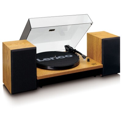 LENCO LS-300 WOOD TURNTABLE WITH SIDE SPEAKERS